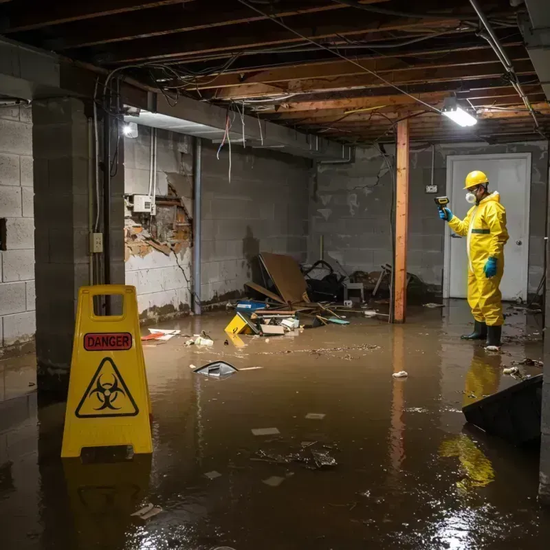 Flooded Basement Electrical Hazard in Elmwood, IL Property